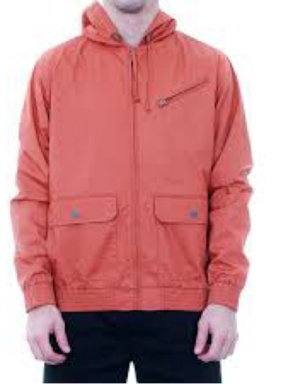 RVCA Orange Hooded Rain Jacket